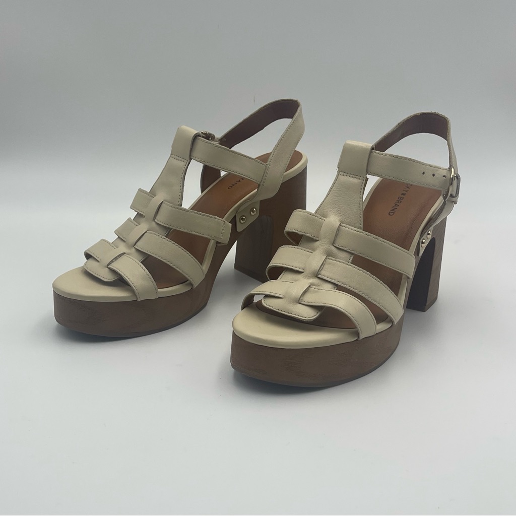 Lucky Brand Imana Leather Strappy Platform Sandals Vanilla Size 10mMsrp 119